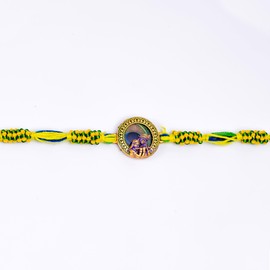 Spiritual Morpankh with Radha Krishna Charm Beaded Rakhi for Raksha Bandhan & Bhaidooj, Traditional Rakhi for Indian Festivals, Gift for Brothers