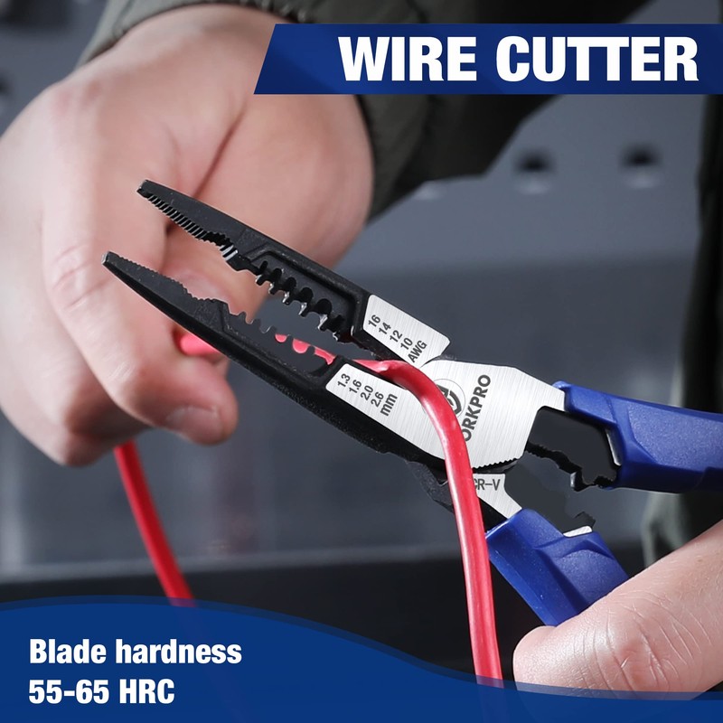 WORKPRO 7-in-1 Needle-Nose Pliers | Wire Stripper/Cutter/Crimper and Spanner |