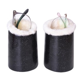 Baitaihem 2 Pack Plush Lined Eyeglasses Holder Stand Protective Glasses Holder For Desks Or Nightstands(Black-N)