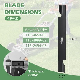 DingRan 115-2454-03 115-9650-03 Lawn Mower Blade Compatible with Toro Timecutter MX5400 MX5480 ZX5420 ZX5440 54'' Deck Replaces 18-3/4" Parts# 115-4999 115-4999-03,Includes Blade Flat Files