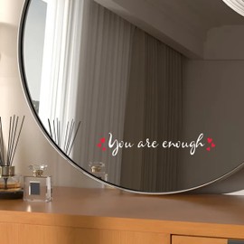 Set 3Pcs You're Enough Rearview Mirror Decal Self Love Affirmation Car Decals Water Bottle Laptop Window Sticker Vinyl Waterproof 4x0.6 Inches Decal New Car Accessories Gift for Mom Dad Friend