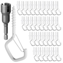 GIPTIME Screw Hooks, 50 Pieces Stainless Steel Hook Screws with Fuse, Hooks for Screwing Wall Hooks, Ceiling Hooks for Hanging Plants, White