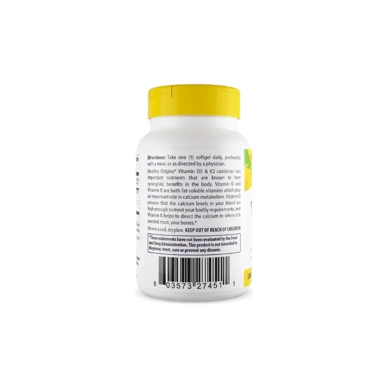 Vitamina D3 2000 UI y K2 200 mcg Cápsulas Healthy