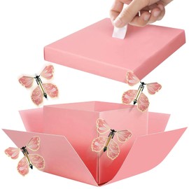 Rierousy Surprise Gift Box, Butterfly, DIY Explosion Box, Small, Explosion Box, Birthday Gift for Friends and Family (Pink)