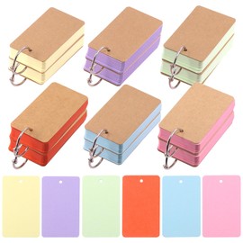 Swpeet 600 Sheets 2.1 x 3.5 Inch Colored Index Cards with Binding Rings, Notecards Index Cards, 6 Colors Easy Flip Flash Card Blank Index Cards for School Learning Memory Recipe Cards Game Card