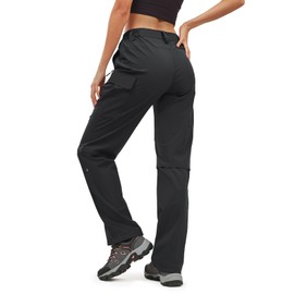Moosehill Women's-Hiking-Pants-Cargo-Quick-Dry-Stretch-Lightweight Work Outdoor Pants with 5 Deep Pockets (Black, 12, 31in)