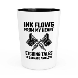 Luxe Gifting Tattoo Artist Shot Glass 1.5oz - Ink flows - Tattoo Gifts Tipping Skin Deep Ink Tattoo Lover Tattooing Tattooist