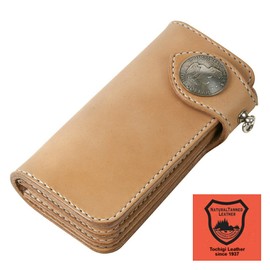 Air Self Tochigi Leather Long Wallet, Fully Hand Sewn, Men's Wallet, Made in Japan, Cowhide Leather, Saddle Leather, Riders, Bikers, Nume Leather, Handmade, Monthly Limited 10 Items, beige