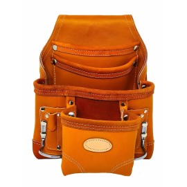 Western Heritage Cow Grain Leather Heavy Duty 10 Pocket Carpenters' Tool Pouch - Maroon