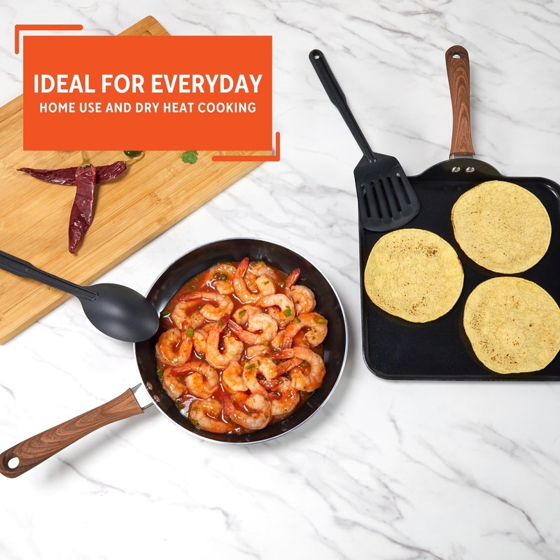 IMUSA Nonstick Ceramic Cookware Set 4-Piece 10.5in/10in, with Soft-Touch Handles,