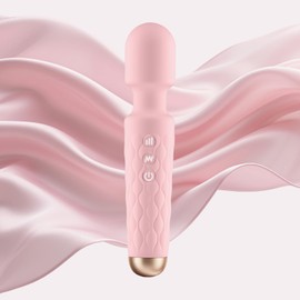 Kamileo Personal Massager - 4H Max Runtime & Ultra-Quiet - Waterproof - 20 Modes 8 Speeds for Deep Tissue Back Massage, Post-Workout Recovery and Neck Muscle Relaxation（Pink）