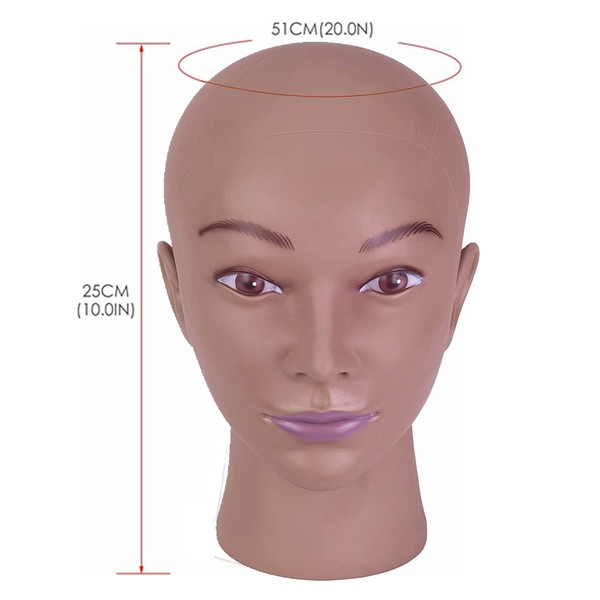 Neverland Afro Mannequin Head Bald Doll Head Model for Wigs/Hat/Glasses Display with Wig Making Kit + Table Clamp