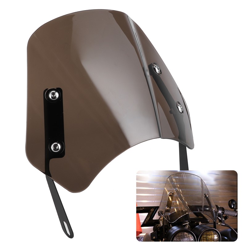 Universal Motorcycle Windshield Wind Deflector Screen W/Mounting Bracket for 5‑7inTawny
