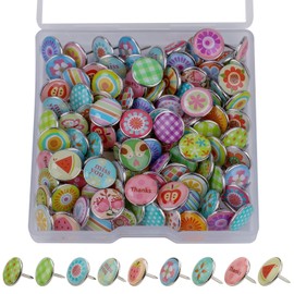 MWOOT Pack of 100 Decorative Push Pins, Fashion Pins Metal Push Pins for World Map, Map, Cork Board, Fabric Marking (Style B)