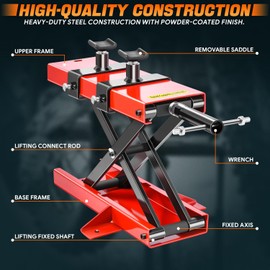 CAAP DRIVEN Motorcycle Scissor Lift Jack Repair Bikes ATVs Stand Lift Jack with Saddle and Pins - 1100lbs (500KG) 3.7-14.8" Lifting Range, CAAP-TOLS-MLJ-1100