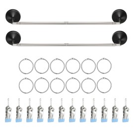 rubertyle Adjustable Magnetic Rod for Classroom and Meeting Room Whiteboard, Flip Chart Calendar Holder, Easel Paper Holder, with Rings and Clips, Maximum Length 41", Maximum Width 3.7"(Black, 2 Pack)