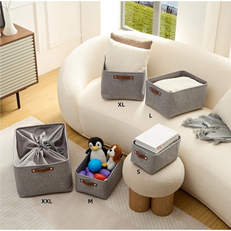 Mangata Fabric Storage Boxes,[4 Pack] Collapsible Storage Basket for Books,