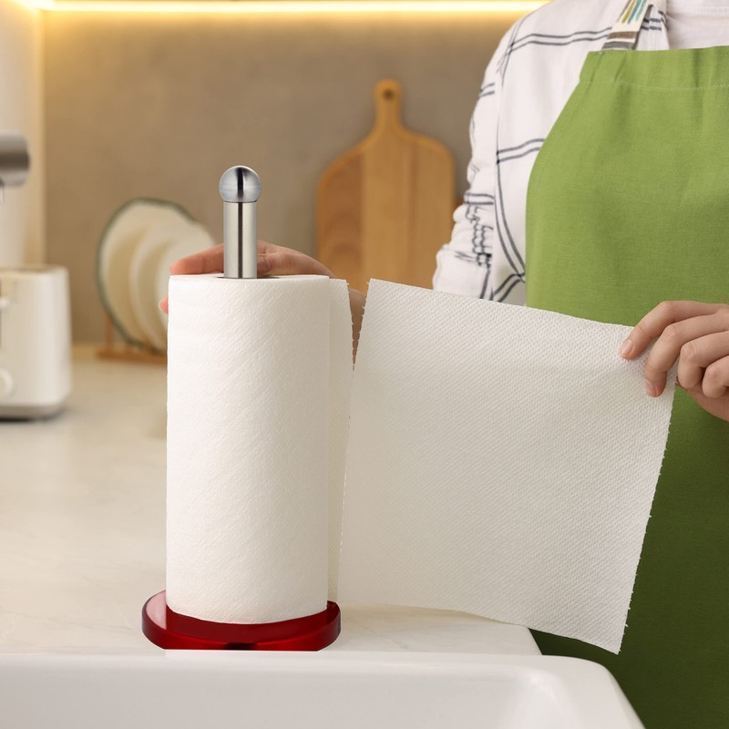 Relaxdays Standing Kitchen Roll Holder, Stainless Steel, Paper Roll Holder