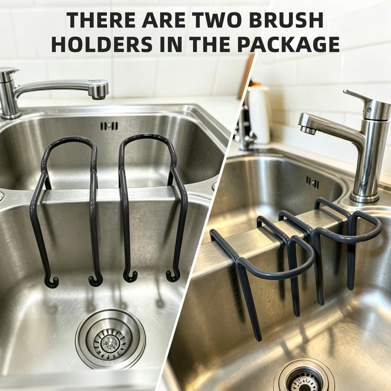 2 Packs Kitchen Sink Brush Holder, Rustproof Waterproof Dish Wand