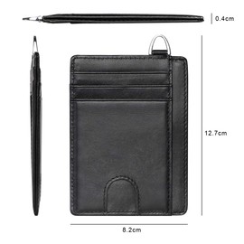 flintronic Credit Card Wallet, RFID Blocking Genuine Leather Card Holder Anti Theft (7 Card Slots & 1 ID/Photo Window) Slim Pocket Purse for Men & Women - Black