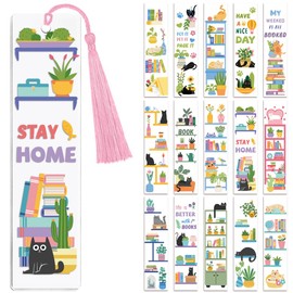 Peacoblue 30pcs UV DTF Bookmarks Wraps Transfer Stickers Bookshelves and Green Plants for Women Men Reading, Waterproof Bookmarkers Decal(No Blank Bookmarks) for Acrylic Plastic Metal Blank Bookmark