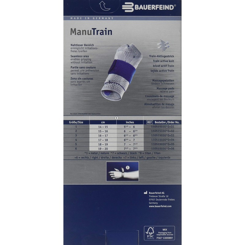 Manutrain Wrist Brace Size 2 Left Hand