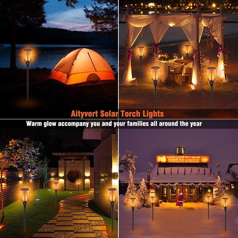 Aityvert Upgraded Larger Solar Torch, Waterproof Outdoor Dancing Flames, Flickering
