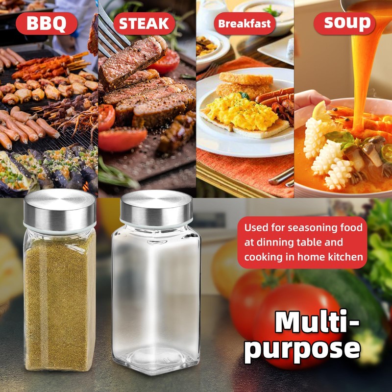 2Pcs 4oz Glass Spice Jars with Shaker Lids, Spice Jars