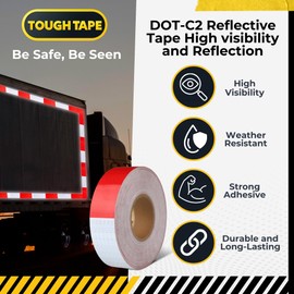 DOT C2 Reflective Tape 2IN x 100 FT - Outdoor Waterproof Conspicuity Tape - Red White Reflector Tape for Trailers, Vehicles, Boats - Strong Reflective Safety Tape for Caution Warning Signs