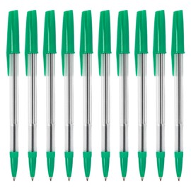 Essential Arts Green Ink Ballpoint Pens Pack of 50 Medium Point Ball Biro Pen with Comfort Grip - Office, School and Business Supplies