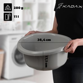 KADAX Plastic Bowl, Washing Up Bowl in Various Sizes and Colours, Heavy Duty Washing Bowl, Universal Bowl, Sink for Bathroom, Washroom (11L, Grey)