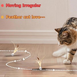 JOLIEORA 3 Pcs Indoor Toy Balls for Cats, Interactive Feather Ball Set, Bouncy Rolling Balls, Training Ball for Kitten Fun