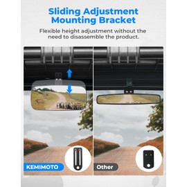 KEMIMOTO Upgraded Rear View Mirror with Sliding Height Adjustment Compatible with Polaris Ranger 500 570 900 XP 1000 XP/Crew 2017-2025 Wide View Convex Rear Mirror Replace#2879969