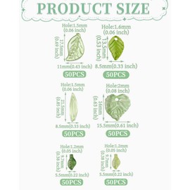 UYRVAPE 300 Pieces Clear Leaf Pendants Clear Acrylic Green Charms Bead Caps Flower Pattern for DIY Jewelry Bracelet Necklace Earrings Plastic