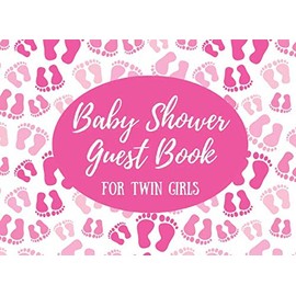 Baby Shower Guest Book for Twin Girls: Pink Footprints pattern