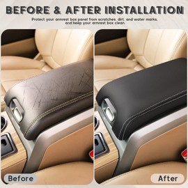 ramuel Compatible with Center Console Armrest Cover Pad PU Leather Middle Console Covers for Ford F150 F-150 12th Gen 2009 2010 2011 2012 2013 2014(Bucket Seat ONLY)