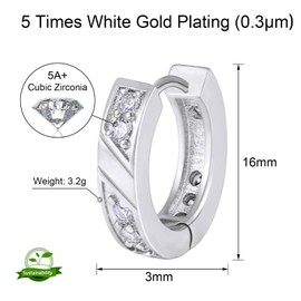 VEXXS Diamond Hoop Earrings for Men, 14K Gold Plated Iced Out Hoops Earrings Micro Pave 5A CZ Stones Dangle Earrings, Hypoallergenic Earrings for Men Hip Pop Earrings Street wear (A-Silver)