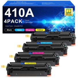 410A Toner Cartridges 4 Pack Bundle (Black Cyan Yellow Magenta) Replacement for HP 410A CF410A CF411A CF412A CF413A Color Laserjet Pro M452dn M452dw M452nw MFP M377dw M477fdn M477fdw M477fnw Printer