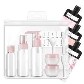 ANNGO Travel Containers for Toiletries,Travel Bottles Set for Toiletries,TSA Approved Leakproof Travel Size Containers Jars,Suitable for Cosmetics Shampoo Conditioner Lotion （with Bag, pink