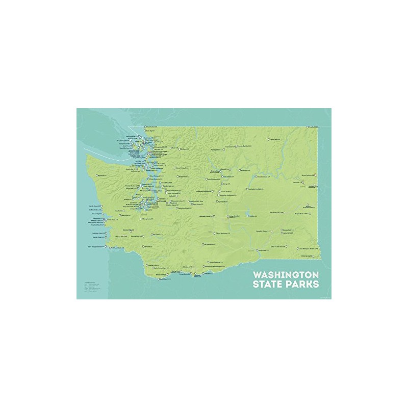 Best Maps Ever Washington State Parks Checklist Map 18x24 Poster