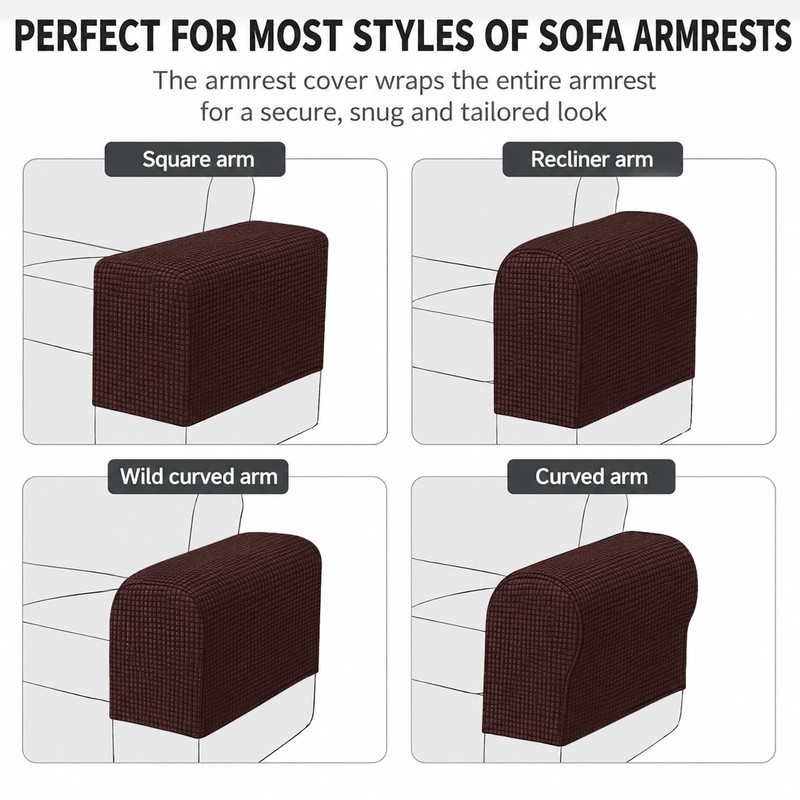 Wnote 2Pcs Stretch Sofa Armchair Covers for Recliner Couch Brown