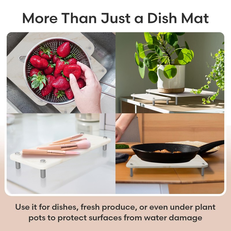 CanaNova 2Tiers Small Large Stone Drying Mat for Kitchen Counter