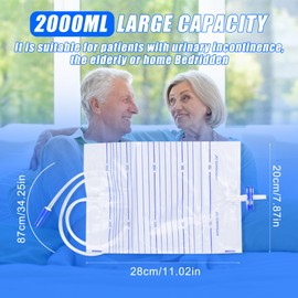 10 Stück 2000ml Urinbeutel katheterbeutel,Urindrainagebeutel, Drainagebeutel,Beinbeutel Urindrainagebeutel, Urinbeutel bei Inkontinenz,Urinbeutel mit Ventil und T-Ablass