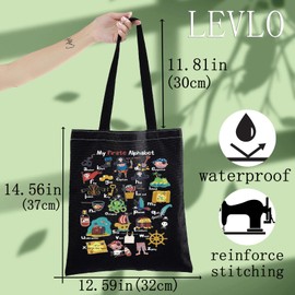 LEVLO Pirate Life Alphabet Canvas Tote Bag Pirate Quote Inspired Gift My Pirate A-Z Alphabet Shoulder Bag (My Pirate BT)