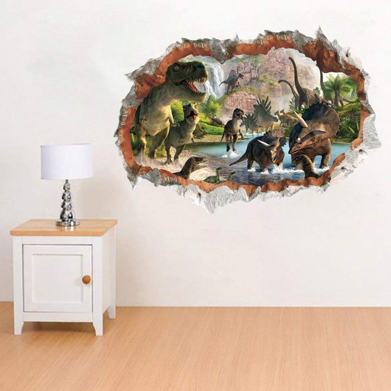 HEITIGN - Pegatinas de pared de dinosaurios 3D extraíbles con