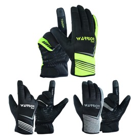 warrior gears Cycling Gloves for Men, Touch Screen Winter Gloves for Men and Women, Breathable Lightweight Waterproof Reflective Ski, Running, Walking Gloves, Black and White - Large