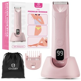 COCOSY Bikini Trimmer - Pubic Hair Trimmer for Women, Ceramic Blade, Waterproof Electric Shaver for Women with Standing Recharge Dock & Travel Pouch, Female Hygiene Razor