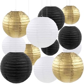 CC wonderland zone 12pcs Sage Green Gold Paper Lanterns,Hanging Paper Lanterns for Bridal Enchanted Forest Shower Rustic Neutral Boho Birthday Wedding Home Decor Party Decoration