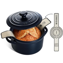LE TAUCI 3 qt Ceramic Dutch Oven for Bread Baking with Silicone Sling- Lightweight, Non-Toxic, No Seasoning Needed- Oven, Microwave & Dishwasher Safe, Ideal for Home Bakers & Beginners, Midnight Blue