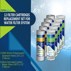 Ronaqua Reverse Osmosis Replacement Filters Set 2.5" x 9.87" Sediment & CTO Carbon Block